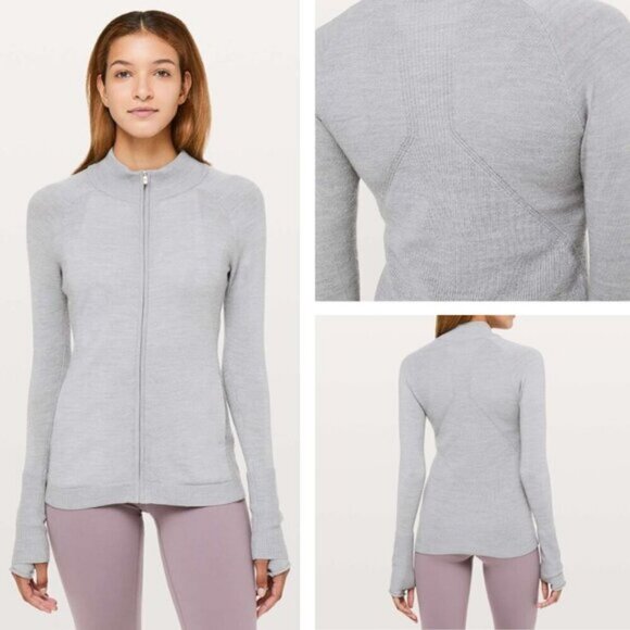 Lululemon Time To Thrive Wool Jacket Heathered Silver Drop Size 4 - Picture 1 of 8